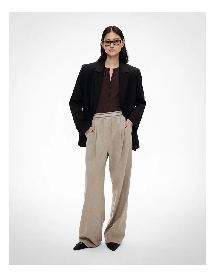 Elastic Detail Pants in Sand Marle image 2