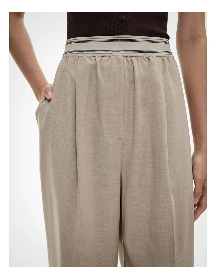 Elastic Detail Pants in Sand Marle image 3