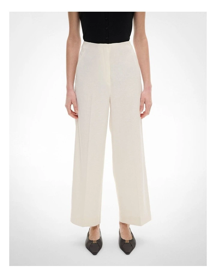 Linen Crop Pants in Fresh White image 1