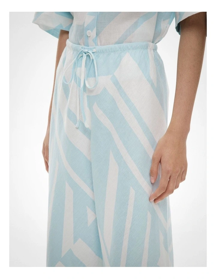 Bias Linen Pants in Aquamarine Abstract image 3
