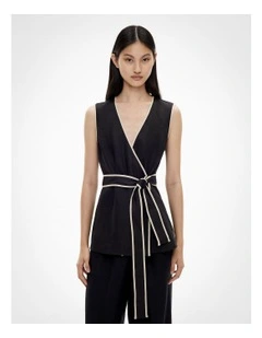 Contrast Tie Shirt in Black