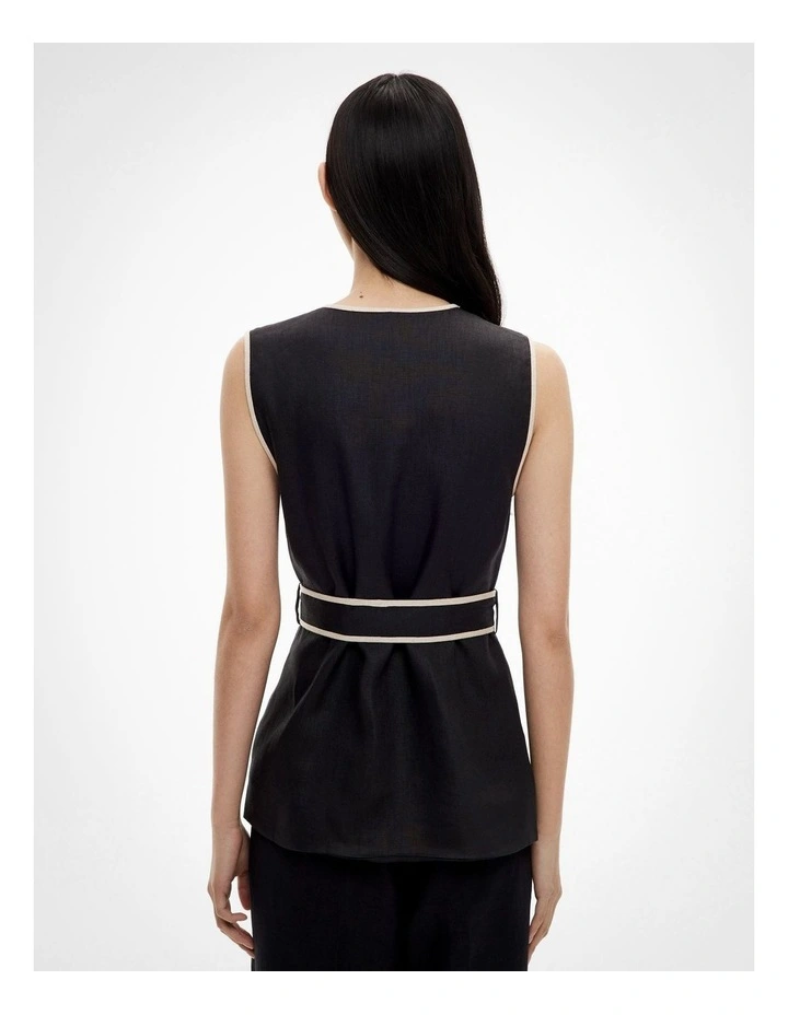 Contrast Tie Shirt in Black image 4