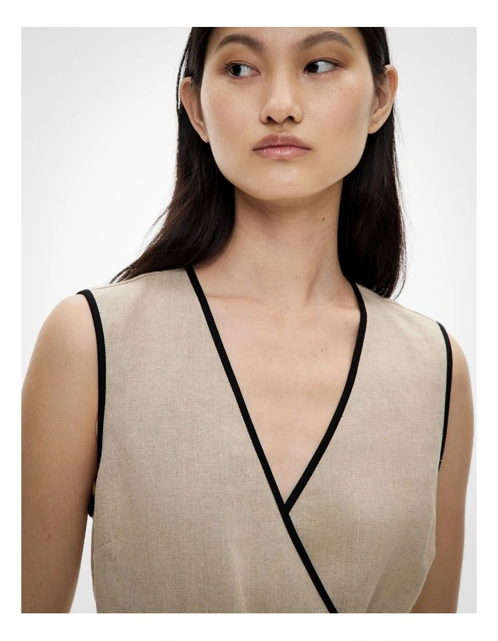 Contrast Tie Shirt in Sand image 2