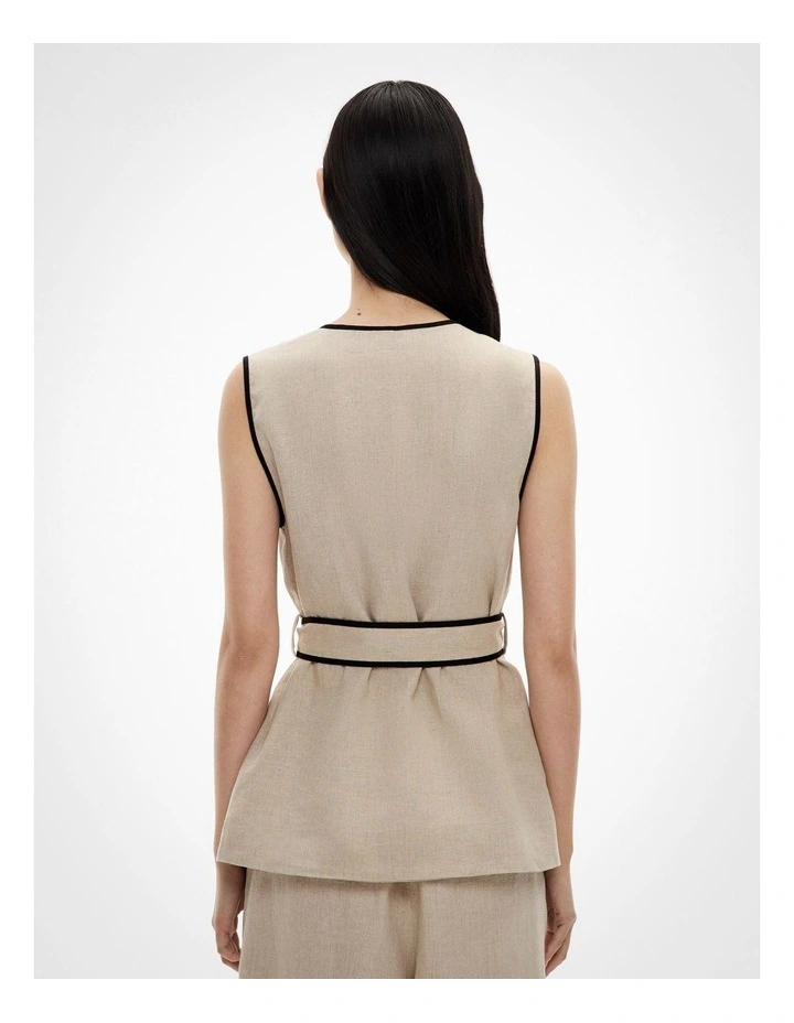 Contrast Tie Shirt in Sand image 4