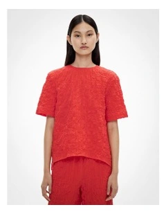 Crinkle T-shirt in Flame