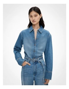 Ruched Shirt in Indigo
