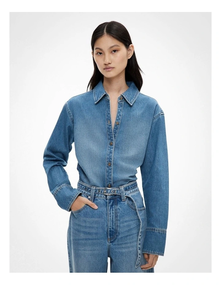 Ruched Shirt in Indigo image 1