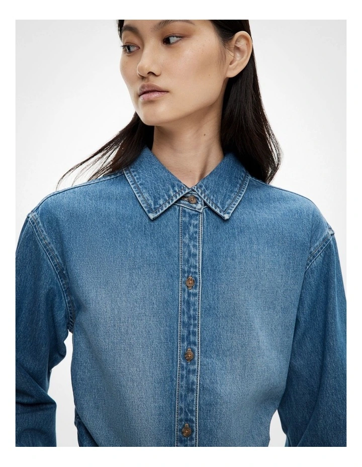 Ruched Shirt in Indigo image 3