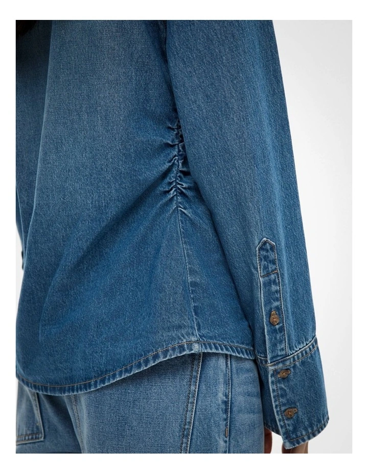 Ruched Shirt in Indigo image 4