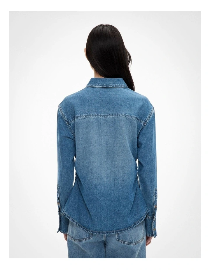 Ruched Shirt in Indigo image 5