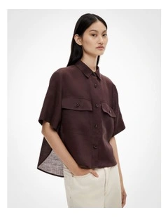 Short Sleeve Utility Pocket Shirt in Espresso
