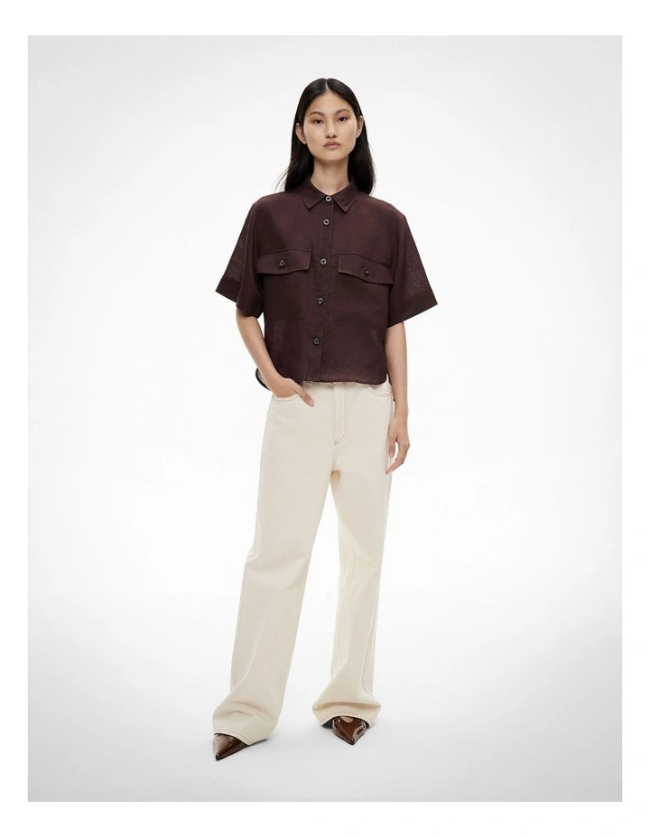 Short Sleeve Utility Pocket Shirt in Espresso image 2