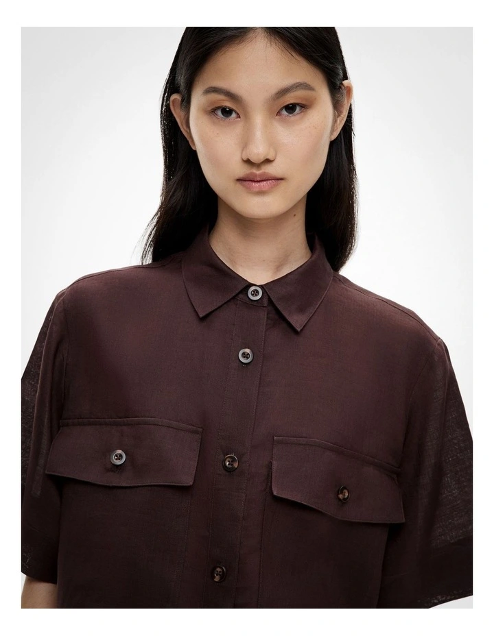 Short Sleeve Utility Pocket Shirt in Espresso image 3