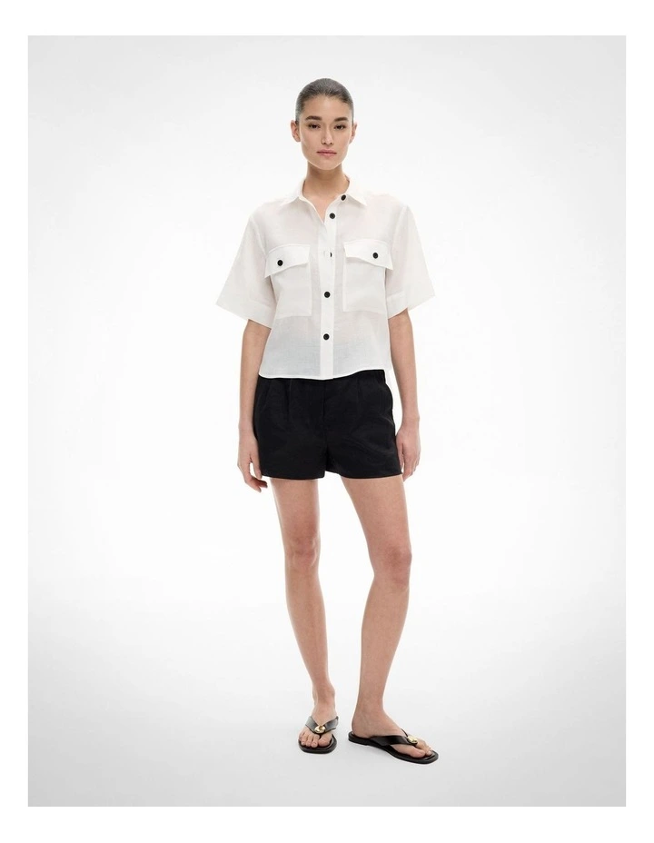 Short Sleeve Utility Pocket Shirt in Fresh White image 2