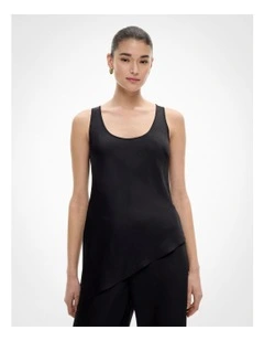 Asymmetrical Scoop Tank Top in Black