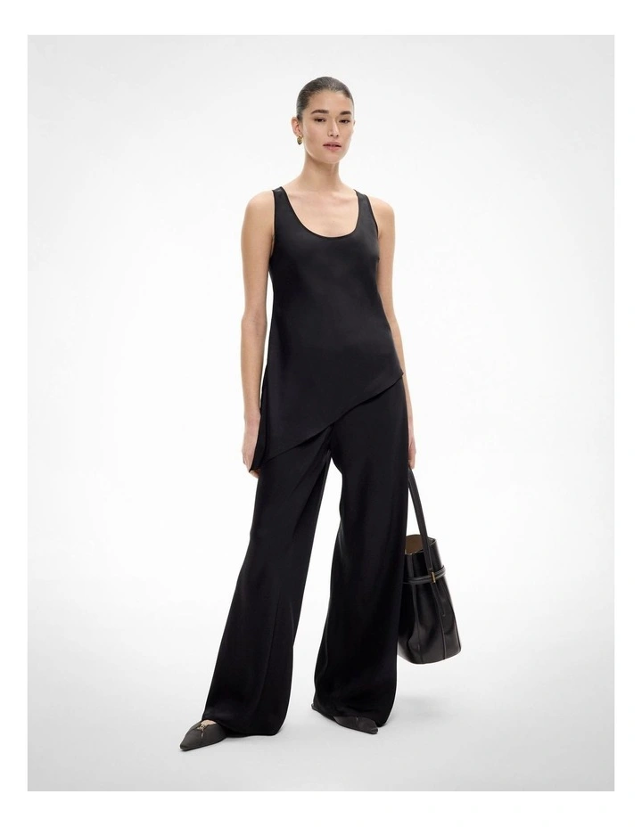 Asymmetrical Scoop Tank Top in Black image 2
