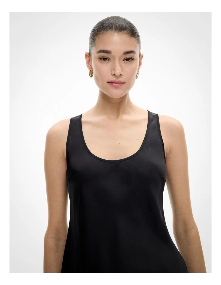 Asymmetrical Scoop Tank Top in Black image 3
