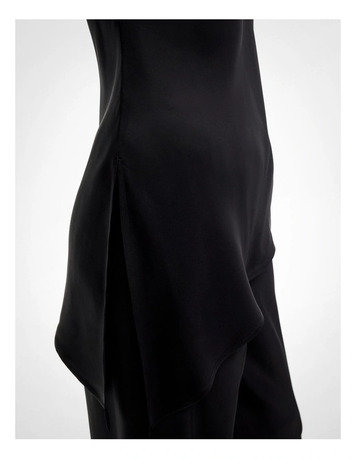 Asymmetrical Scoop Tank Top in Black image 4