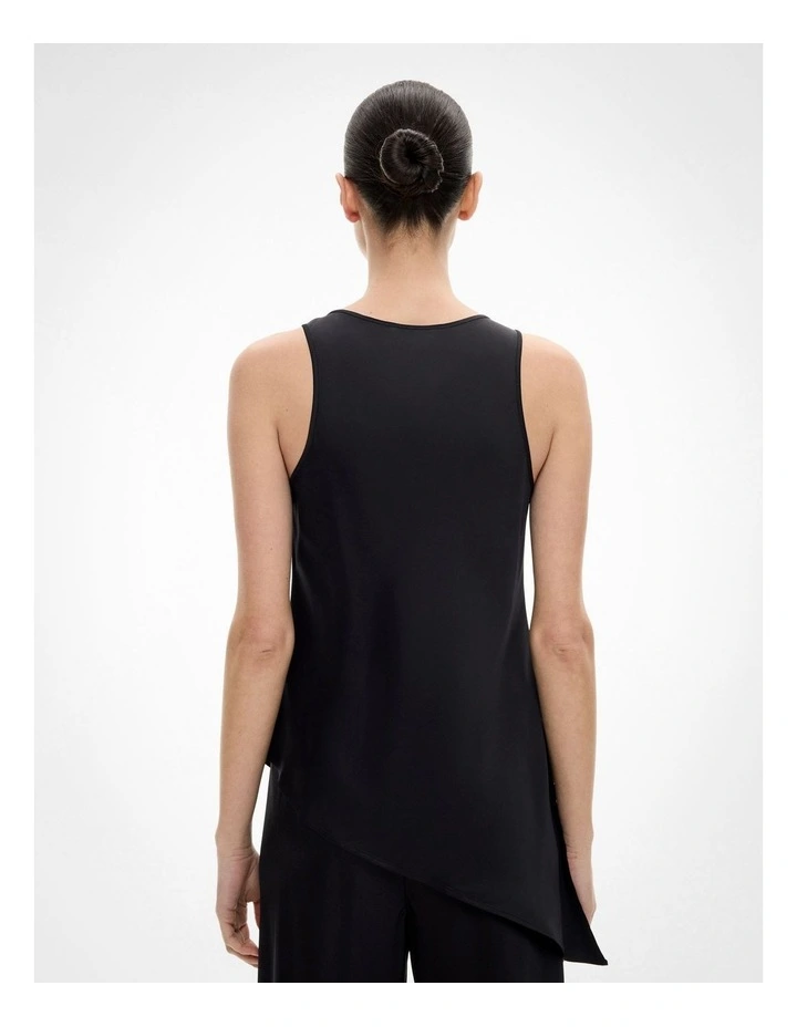 Asymmetrical Scoop Tank Top in Black image 5