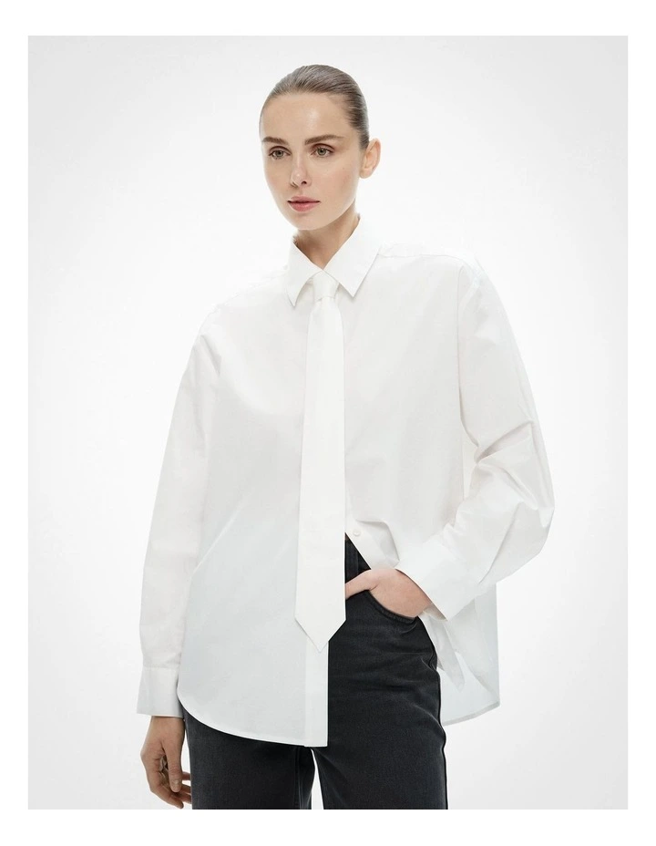 Neck Tie Shirt in Fresh White image 1