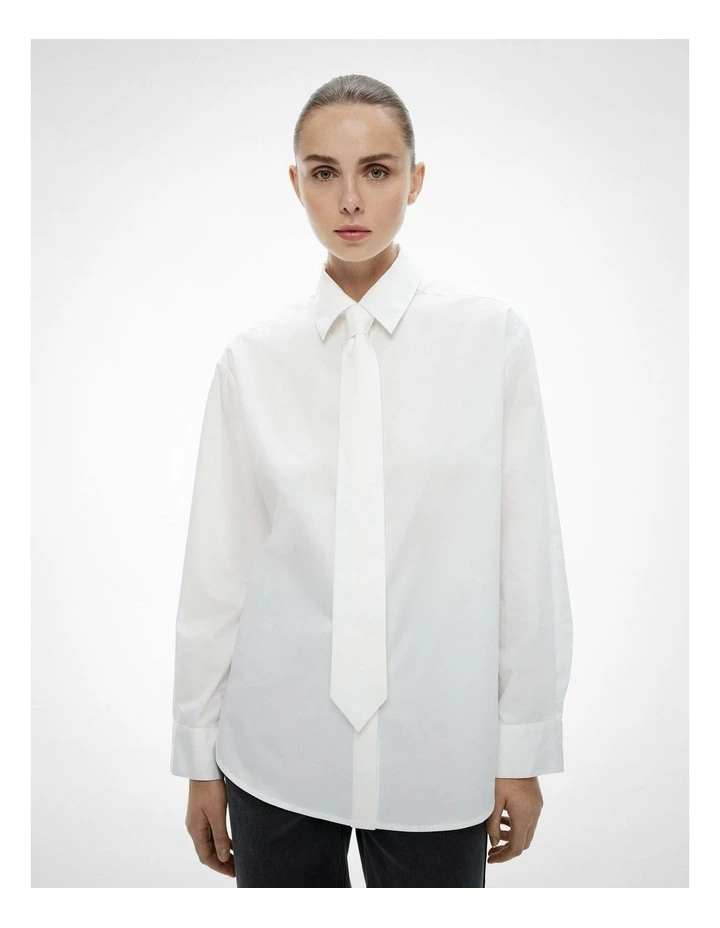 Neck Tie Shirt in Fresh White image 3