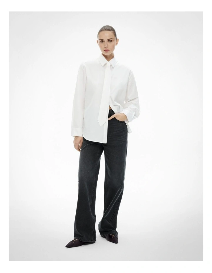 Neck Tie Shirt in Fresh White image 4