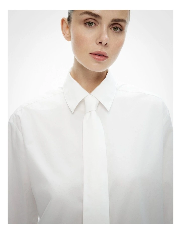 Neck Tie Shirt in Fresh White image 6