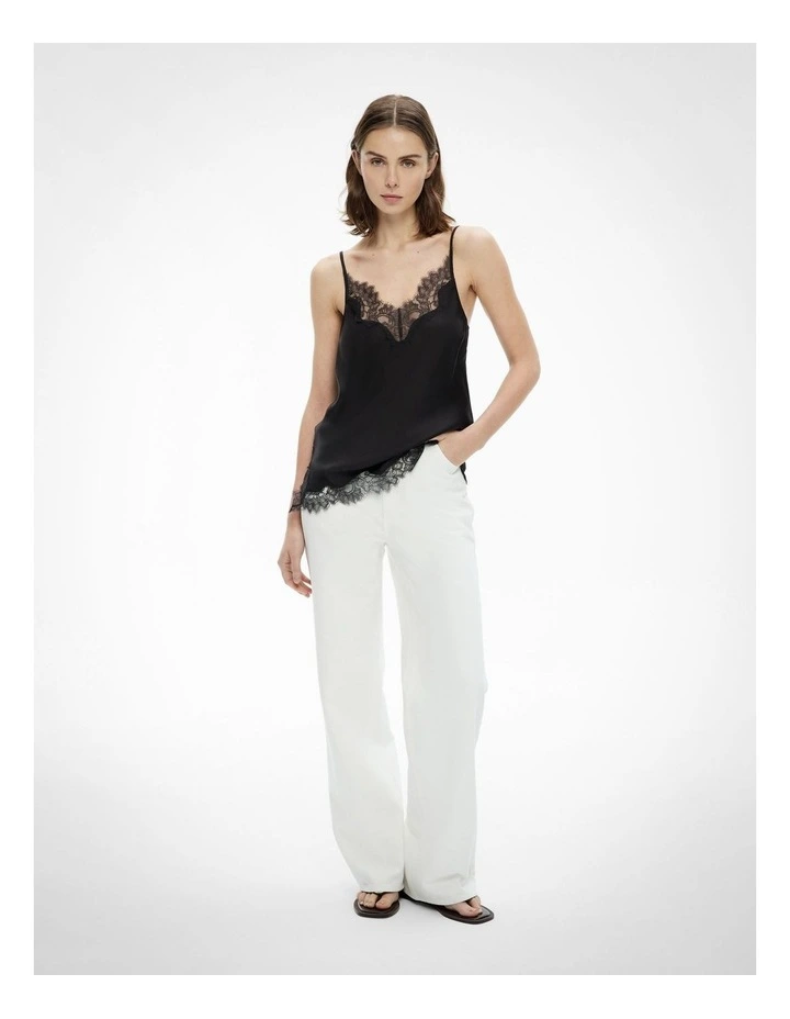 Lace Trim Camisole in Black image 3