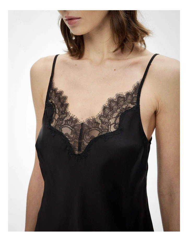 Lace Trim Camisole in Black image 4