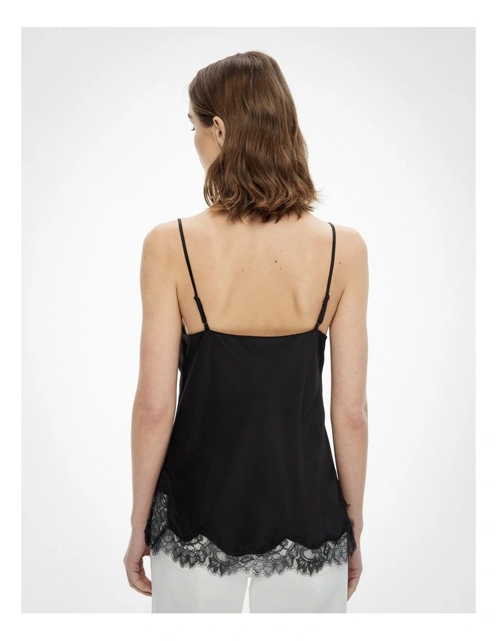 Lace Trim Camisole in Black image 5