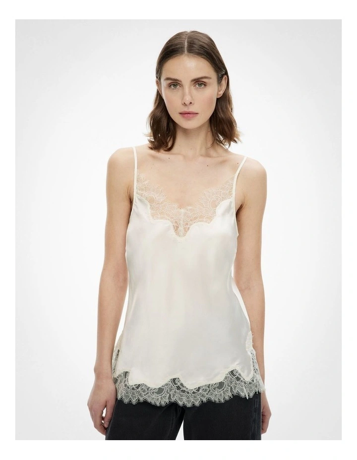 Lace Trim Camisole in Chalk image 1