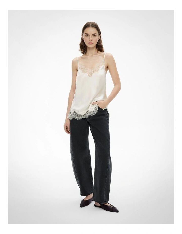 Lace Trim Camisole in Chalk image 2