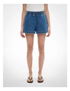 Denim Pull On Shorts in Indigo