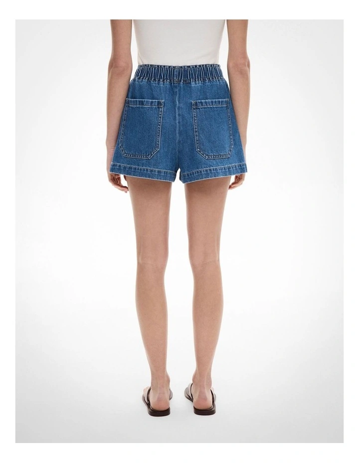 Denim Pull On Shorts in Indigo image 5