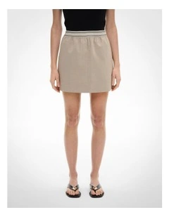 Elastic Detail Mini Skirt in Sand Marle