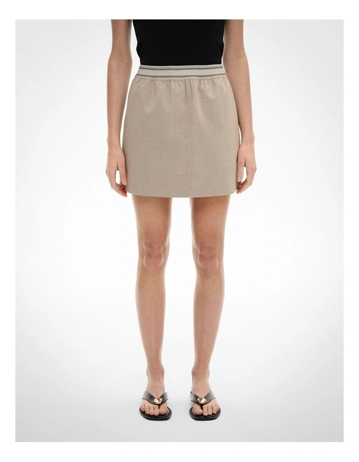 Elastic Detail Mini Skirt in Sand Marle image 1