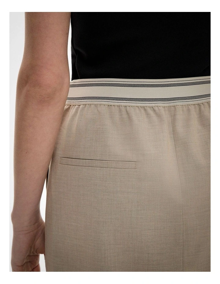 Elastic Detail Mini Skirt in Sand Marle image 4