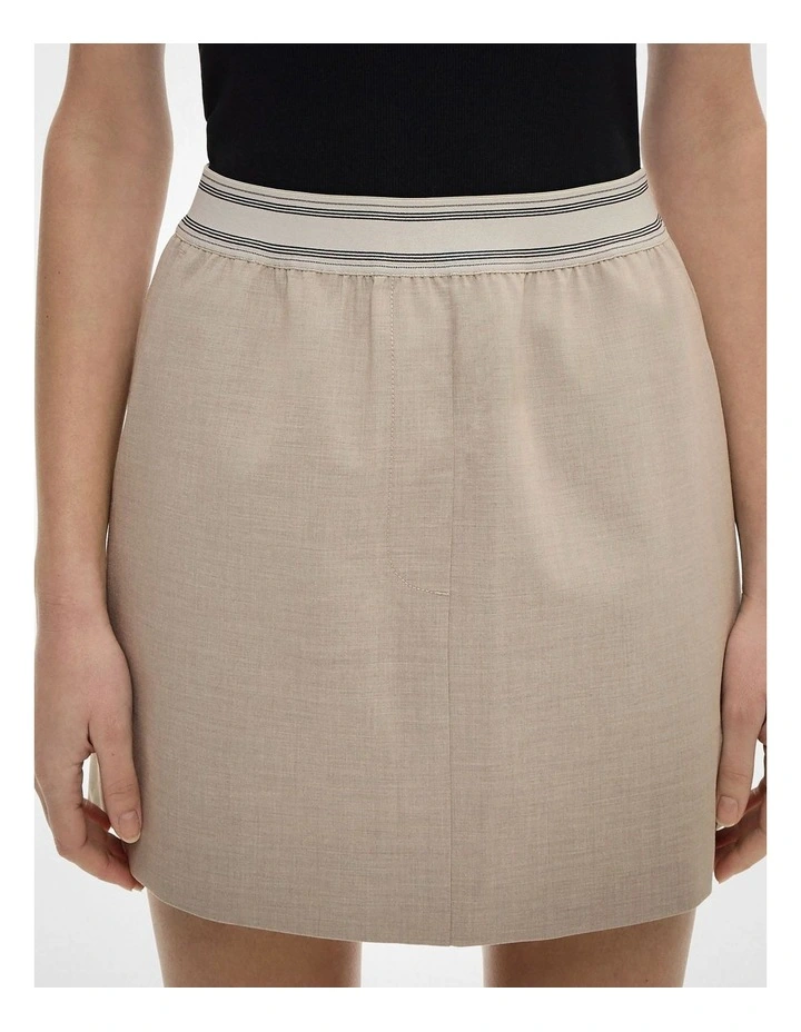 Elastic Detail Mini Skirt in Sand Marle image 5
