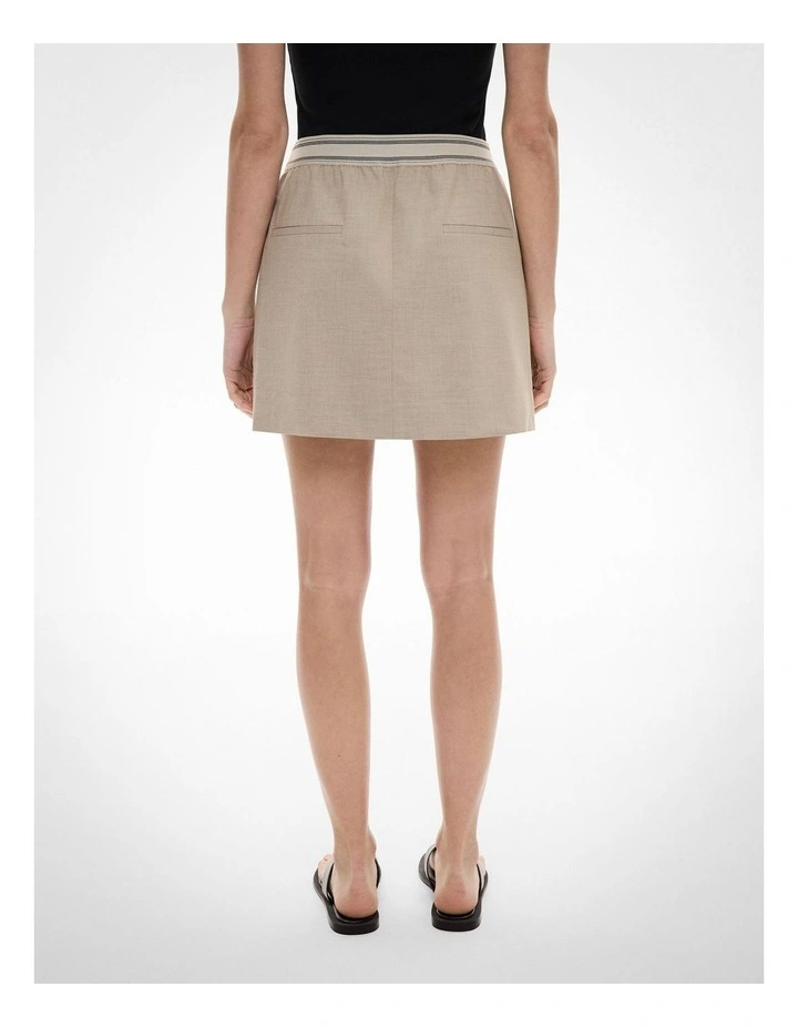 Elastic Detail Mini Skirt in Sand Marle image 6
