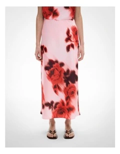 Bias Midi Skirt in Flame Floral