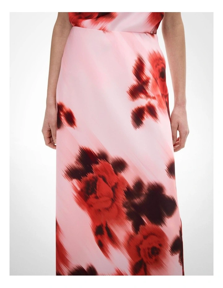Bias Midi Skirt in Flame Floral image 3