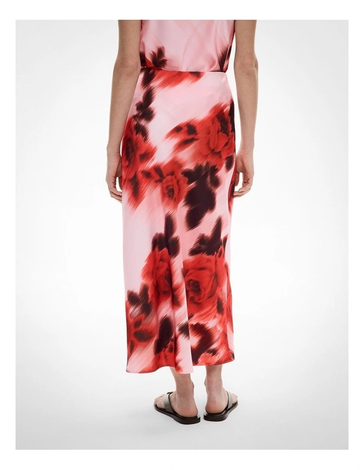 Bias Midi Skirt in Flame Floral image 4