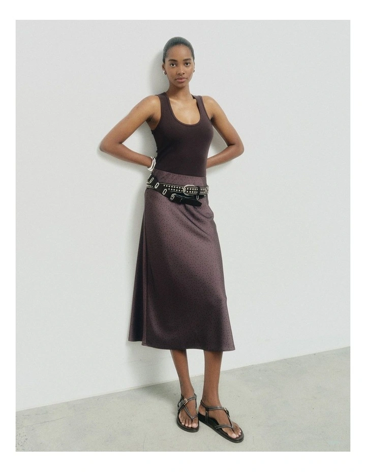 Bias Midi Skirt in Espresso Polka Dot image 2