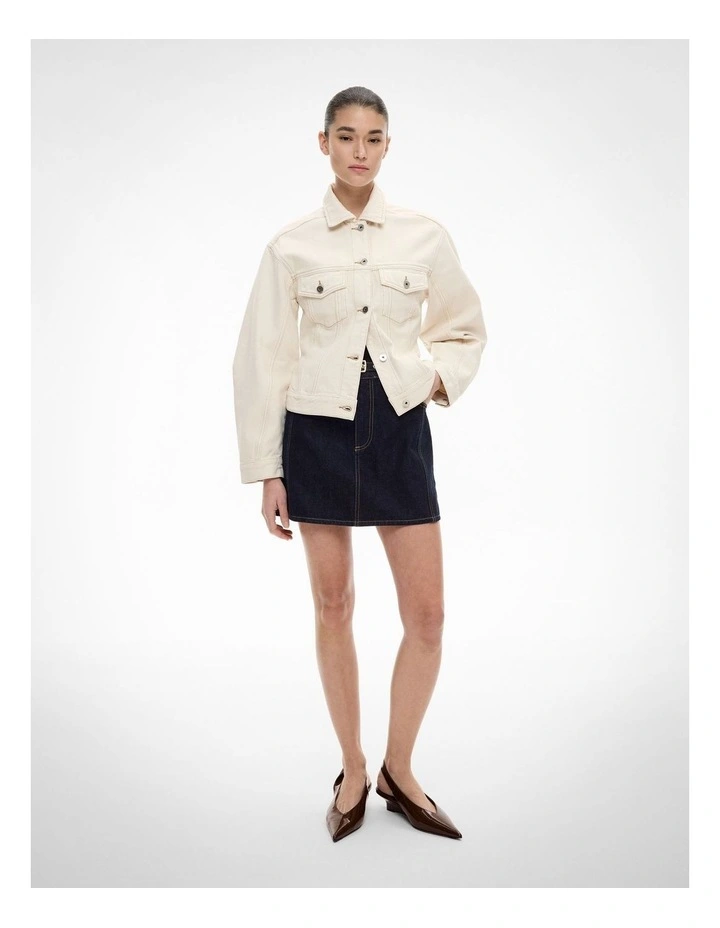 Denim Belt Mini Skirt in Raw Denim image 3