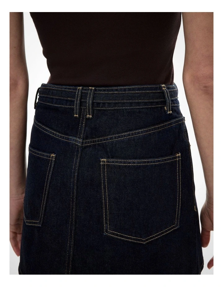 Denim Belt Mini Skirt in Raw Denim image 5