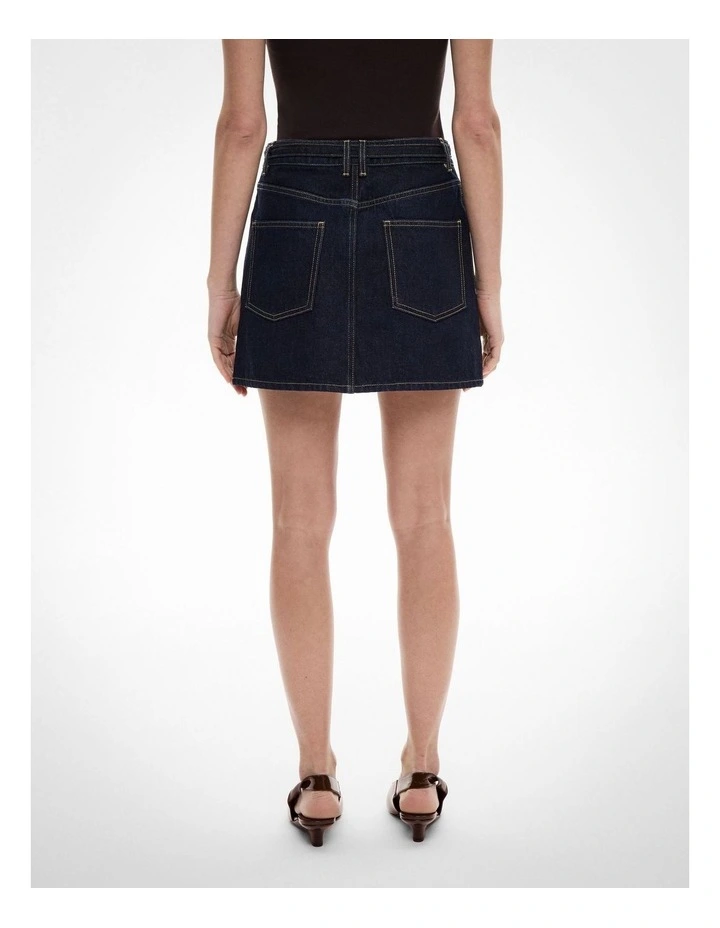 Denim Belt Mini Skirt in Raw Denim image 6
