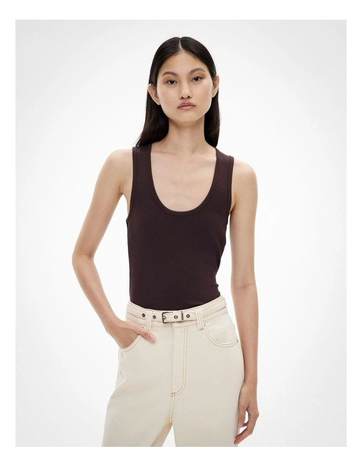 Scoop Rib Tank Top in Espresso image 1