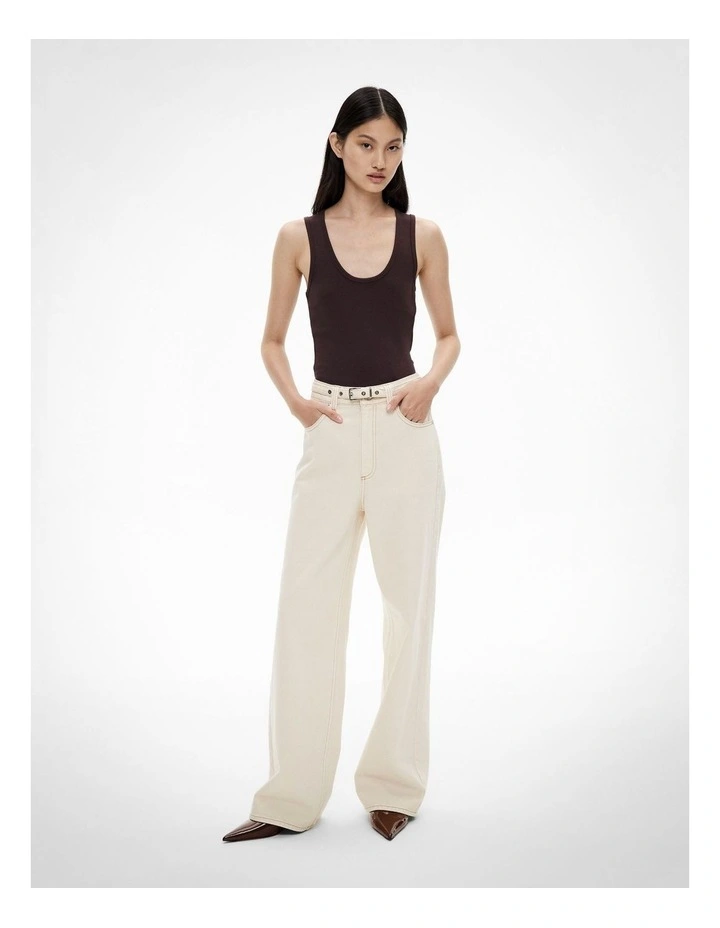 Scoop Rib Tank Top in Espresso image 2