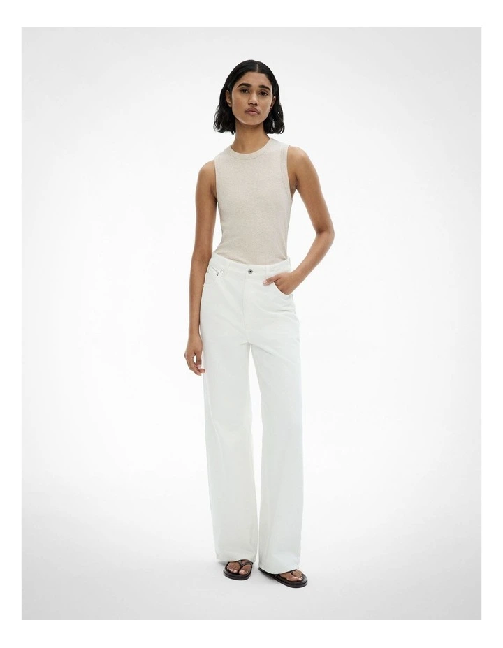 Crew Rib Tank Top in Oat Marle image 4