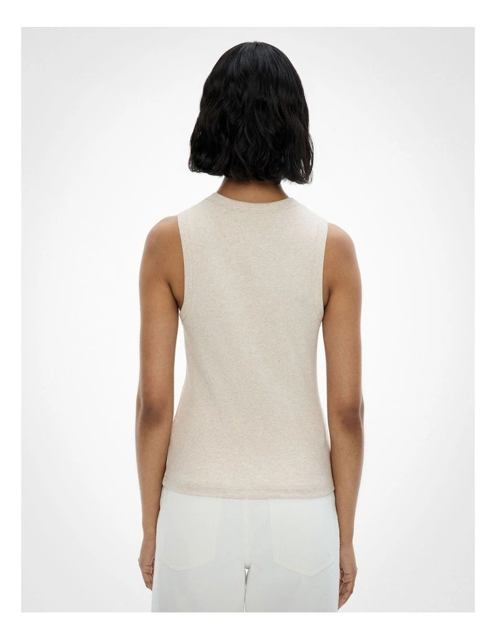 Crew Rib Tank Top in Oat Marle image 5
